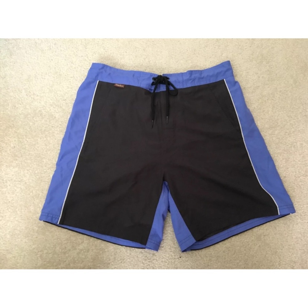 Perry Ellis Men’s Size M Swim Trunks Shorts Purple Black Drawstring Pockets New